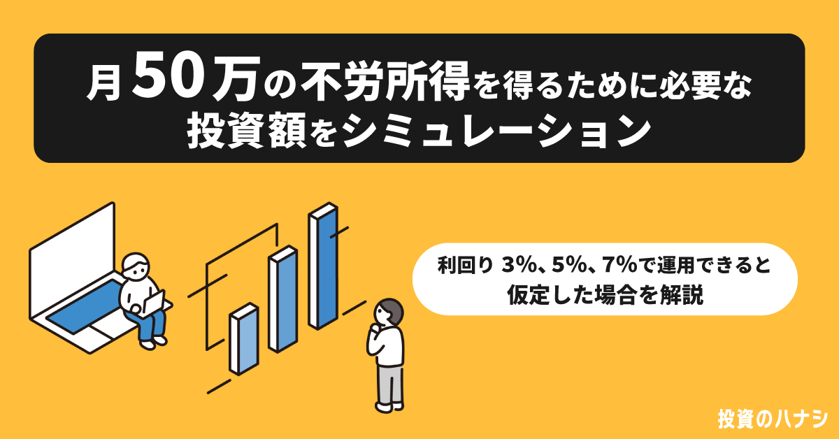 月50万円の不労所得を得るために必要な投資額をシミュレーション
