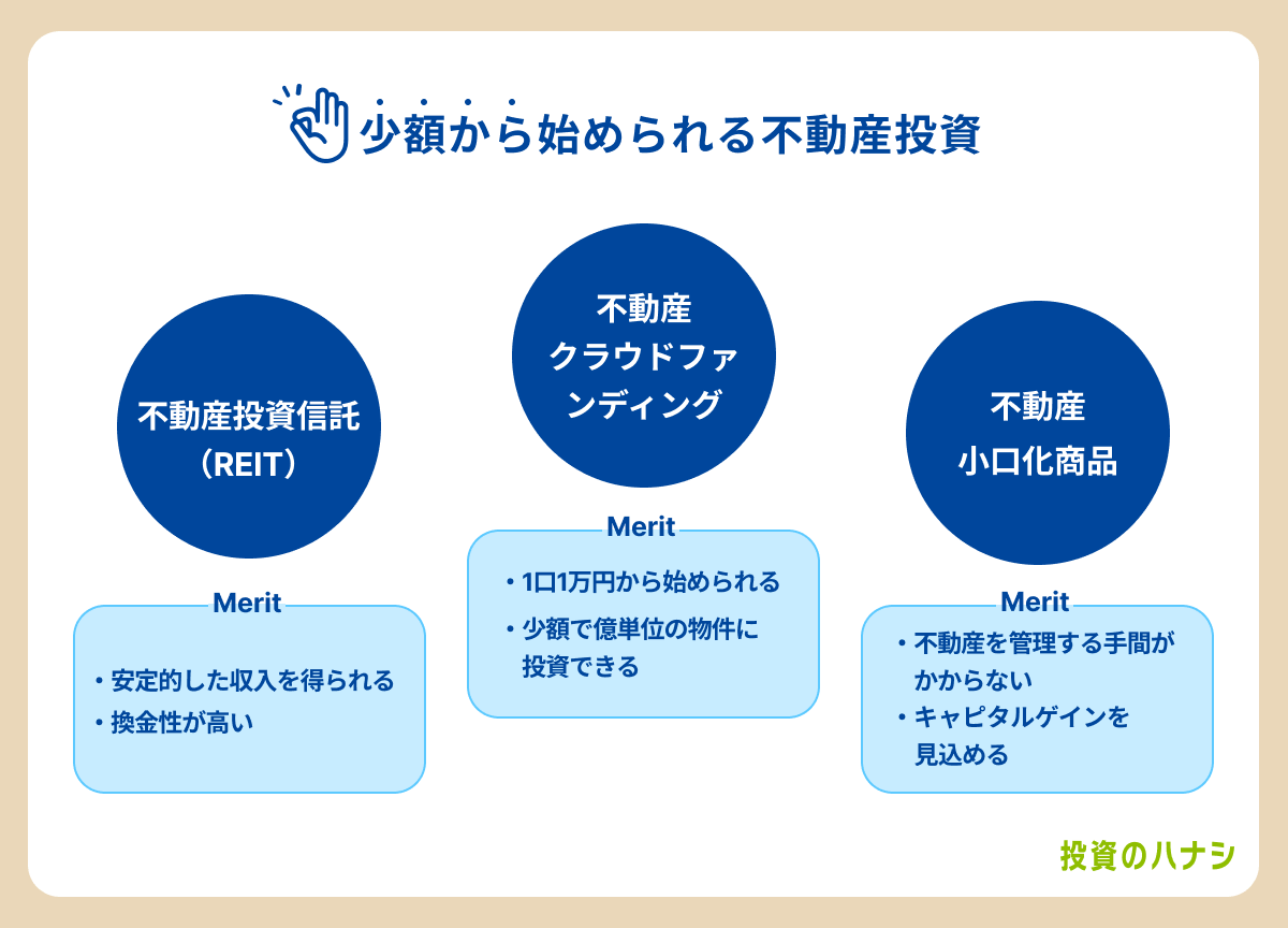 少額から始められる不動産投資は3種類