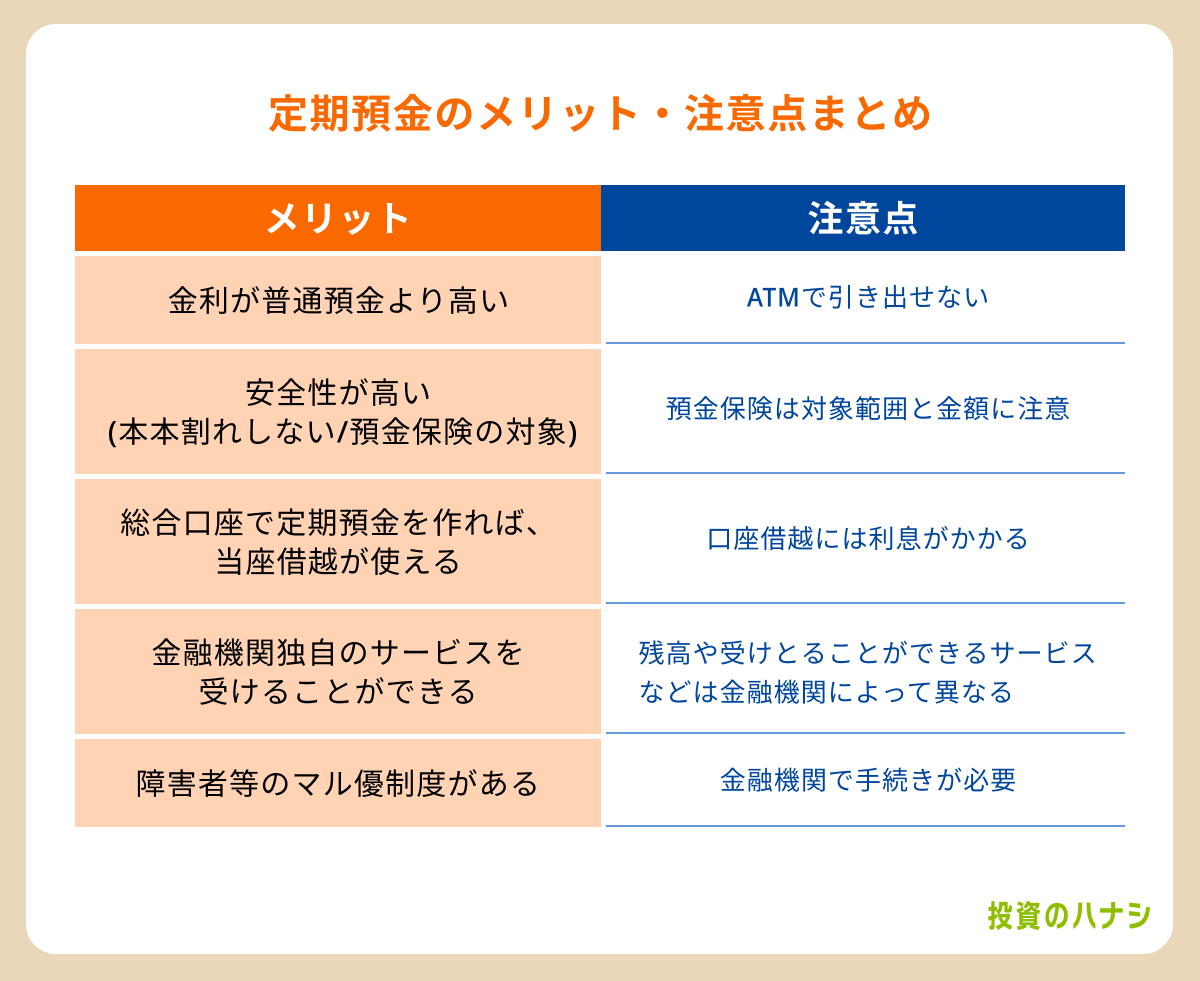 定期預金のメリット・注意点まとめ