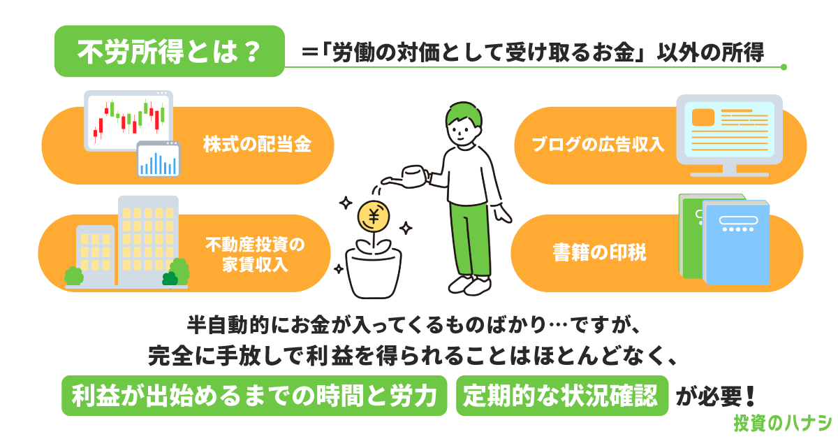 不労所得=「労働の対価として受け取るお金」以外の所得